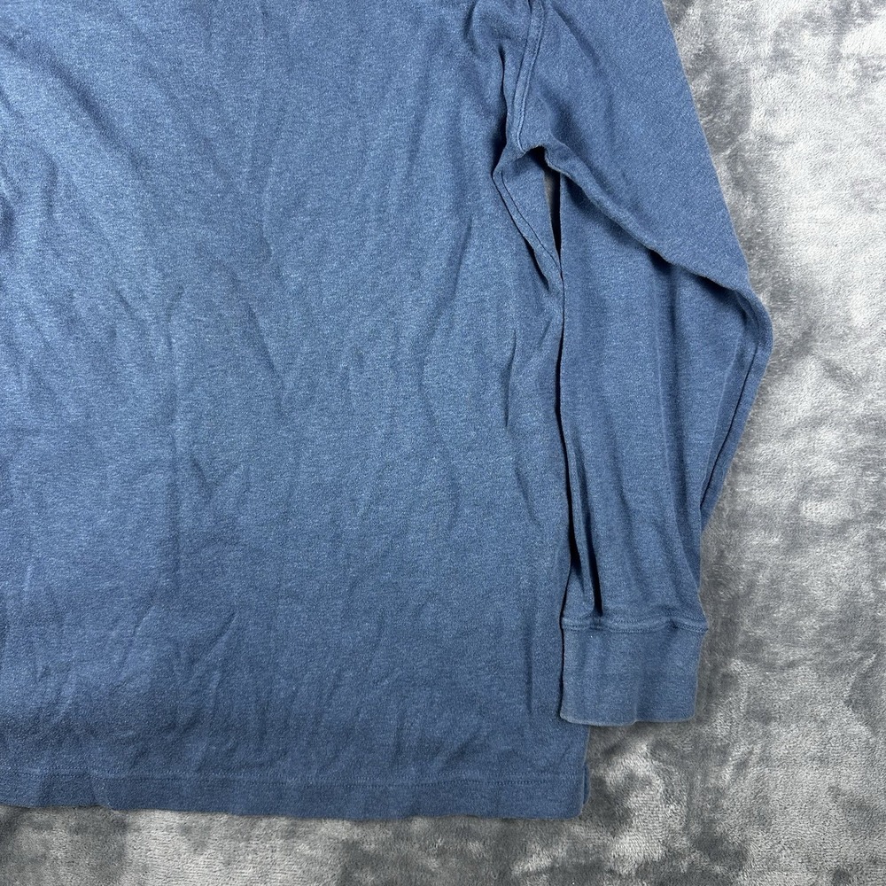 St John's Bay Sueded Polo Shirt Men's Medium Blue Long Sleeve Casual Soft Suede - Picture 13 of 15